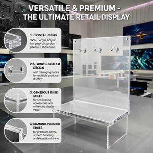 Soporte de exhibición de acrílico transparente premium para AirPods, elevador de auriculares inalámbricos con estuche de múltiples ranuras para tiendas minoristas de tecnología - Product Image 2