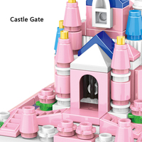 JKC7626 MOC, modelo de construcción creativo, Castillo rosa, 156 Uds., conjunto de bloques de construcción de ensamblaje de partículas pequeñas, juguete de colección de plástico para regalo