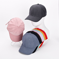Casquette de baseball en velours côtelé 6 panneaux de haute qualité, couleur unie, avec logo brodé personnalisé, style Dad Hat, vente en gros