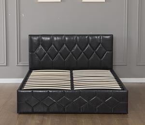 Современная кровать Willsoon с гидравлическим механизмом, обивка из черной искусственной кожи с ромбовидной стежкой, с USB-зарядкой и карманами для хранения, размер <span class=keywords><strong>Queen</strong></span>, экологичная - Product Image 3