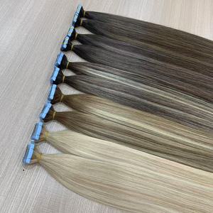 Extensiones de Cabello Humano Brasileño 100% de Una Sola Capa, Precio al por Mayor, Buena Calidad, Extensiones de Cabello Liso Sedoso con Cinta Adhesiva, 100g por Paquete - Product Image 4
