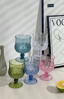Gobelets de mariage gravés sur mesure pour hôtels et restaurants Gobelets à eau et à vin en plastique rose clair et cristal de style vintage
