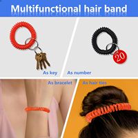 Couleur claire spirale extensible anneaux étiquette Bracelet Flexible en plastique poignet bobine poignet bande porte-clés chaîne Fitness Gym sport clés