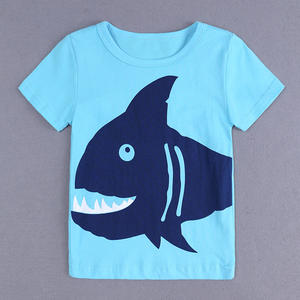 Ensemble trois pièces tendance pour garçons, t-shirt requin <span class=keywords><strong>bleu</strong></span> royal, <span class=keywords><strong>short</strong></span> en jean col rond, dessin animé pour le commerce extérieur - Product Image 5