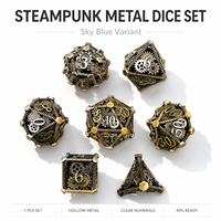 Ensemble de dés en métal écologique gravé à la main en bronze antique, 7 pièces, polyédriques creux, pour jeux de société DND RPG