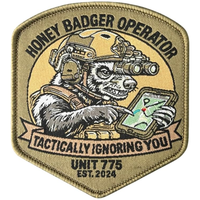 Patch moral tissé personnalisable et écologique Honey Badger avec design tactique auto-agrippant en tissu sergé pour chapeau