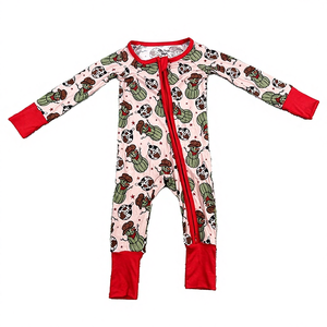 DH OEM Lässiger Unisex Baby-Strampler 2-Wege-Bambus-Strick-Einteiler mit Reißverschluss Festlicher Druck Anpassbar für Neugeborene Frühling - Product Image 1