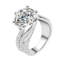 Oeuf de pigeon de 5 carats Bague en diamant complet à trois rangées Bagues ouvertes haut de gamme pour femmes Bagues de bijoux fins