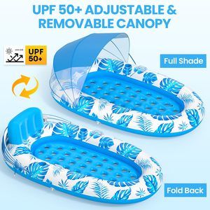 JOSEN Radeau Flottant en PVC pour Adultes avec Pare-Soleil, Hamac de Piscine, Porte-Gobelet Portable - Conception Épaissie - Product Image 2