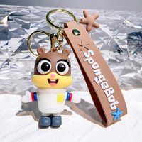 Vente en gros de porte-clés en PVC de dessins animés, poupées en peluche Bob l'éponge, Patrick Star et Squidward, jolis pendentifs pour sacs