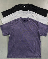 Camiseta de Verano para Hombre, de Manga Corta, a la Moda, de Alta Calidad, con Lavado Ácido, Logotipo Personalizado, Tela 100% Algodón, 275 g/m², Talla Grande