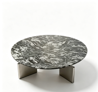 Table basse ronde en marbre naturel vert de luxe, meubles modernes pour salon avec pieds en acier inoxydable