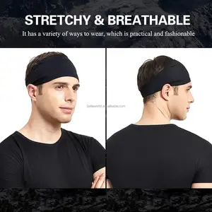BELLEWORLD cor personalizada do logotipo respirável anti derrapante fitness cabeça banda homens ginásio correndo elástico headband esporte para unisex
