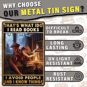 Arte de pared de metal retro con forma de dragón, placa de aluminio para decoración de pared de dragón, adecuada para bibliotecas, oficinas, bares - Product Image 3