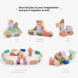 Montessori 115PCS Wooden DIY Model City Building Blocks Unisex Children's Cognitive Early Educational Toys for Kids Boys Girls - Product Image 4