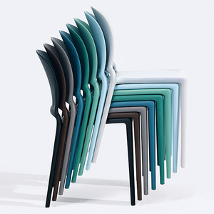 Ensemble de 4 chaises de café en plastique, mobilier de salle à manger gris,