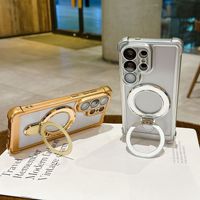 Samsung S26 Kılıfı Yeni Şeffaf Manyetik Standlı Koruyucu Telefon Kılıfı Samsung Galaxy S26 S25 S24 Ultra Plus Tutucu Kılıf