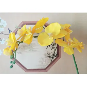 Individuelle hohe qualität echte haptik langer stiel 3D künstliche orchideen blumen für heimdekoration