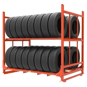 Selective Metal Display Gravity Stacking Steel Tire Stacking Rack Gravity Storage Heavy Duty Rack