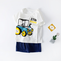 Ensemble de vêtements d'été pour garçons en bas âge, 0,2 kg, 100 % coton, en stock, tenue décontractée pour tous les jours, 0-10 ans, vente en gros, tenue pour bébé garçon nouveau-né