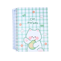 Cuaderno Espiral con Diseño de Gato Aguacate de Dibujos Animados, Tapa a Cuadros, Bloc de Notas, Diario de Escritura para Estudiantes, Material Escolar y de Oficina, Venta al Por Mayor