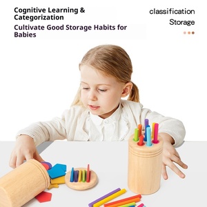 JHT Cross-border MarsMarie madera tres en uno clasificación tubo bebé Color cognición jardín de infantes Montessori <span class=keywords><strong>juguetes</strong></span> educativos - Product Image 2