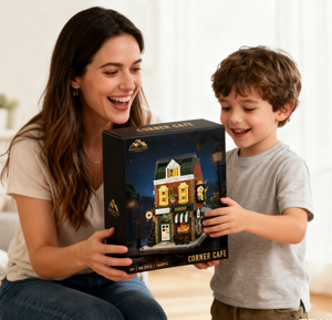 Jouet de construction de maison de café 1543 pièces avec lumières, modèle MOC, vue sur la rue, ensembles de briques de ville, jouets pour enfants, vente chaude - Product Image 6