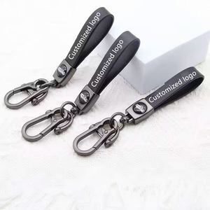 Hot Leather Car Keychain for Car Brands Handmade Premium Metal <b>Key</b> <b>Ring</b> Accessories <b>Customized</b> Logo Present for Man and Woman - Product Image 4