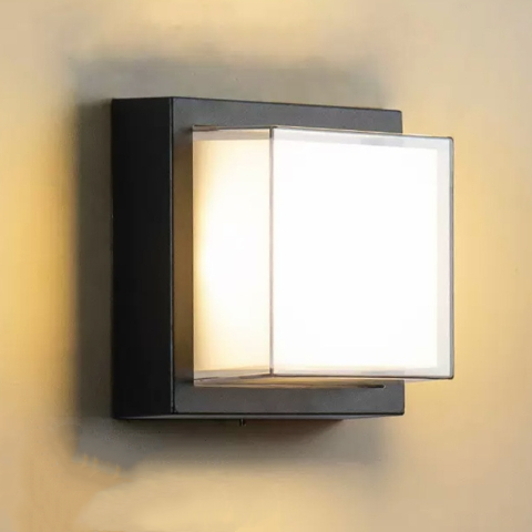 Modern Indoor & Outdoor Wall Light Waterproof IP65 LED Square Sconce with Aluminum Body for Bathroom