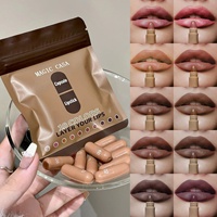 Ensemble de 10 mini rouges à lèvres en capsule, fini mat velours, longue tenue, imperméable, anti-transfert, haute pigmentation, rouge à lèvres liquide brun