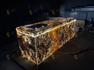 Yushi <span class=keywords><strong>Backlit</strong></span> patagonia quartzite tấm tùy chỉnh sáng đá cho khách sạn biệt thự nền tường Countertop trang trí - Product Image 6