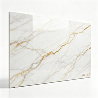 Dalle en pierre frittée Calacatta Gold 1200x2400mm, aspect marbre veiné doré brillant, pour plan de travail de cuisine, panneau mural de salle de bain
