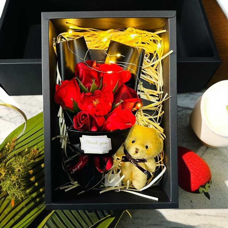 7 pezzi set regalo di fiori di anatra mandarino rosa rossa