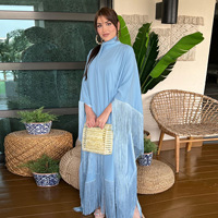 D-02014 femme musulmane manches chauve-souris frangée Kaftan robe haute couture modeste robe de soirée