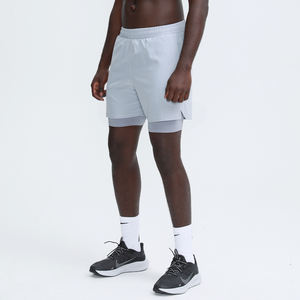 Boş özel Logo atletik Jogger spor şort Mens koşu spor Fitness şortu çizgili örgü 2 in 1 yaz rahat eğitim şort - Product Image 5