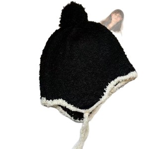 Bonnet tricoté pour femme style coréen, rouge bordeaux, chaud, couvre-oreilles, automne-hiver, anti-boulochage, Feifan - Product Image 4