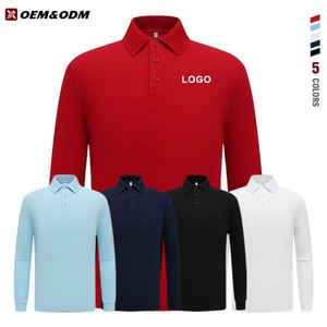 Camisa Polo de Manga Larga para Hombre, de Algodón, Color Sólido, Cuello Plano, con Logotipo Personalizado, Ropa de Trabajo para Hombre y Mujer - Product Image 3