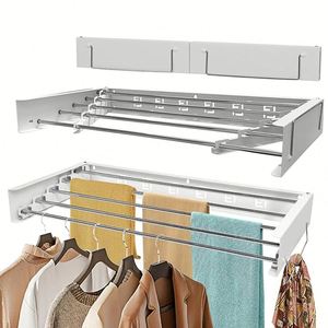 Séchoir à linge vertical pliable en métal pour extérieur, support mural de rangement, design gain de place pour ranger les vêtements d'enfants - Product Image 1