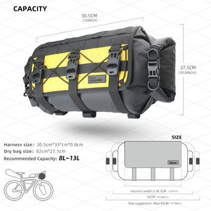 Borsa Anteriore Impermeabile in Nylon da 8 Litri per Bikepacking Serie Wilderness Rhinowalk, Set di 2 Pezzi con Imbracatura per Bicicletta - Product Image 4
