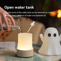 Nouveau humidificateur USB en forme de fantôme et diffuseur d'huiles essentielles avec lumières colorées pour la décoration d'Halloween à la maison