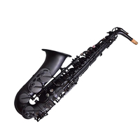 Saxofón Alto Moderno HUAYUN de Latón, Modelo Negro Mate con Botones de Perla, Tono Eb, Instrumento de Viento, Cabeza de Baquelita Ajustable, Fácil Instalación