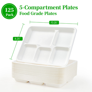 Disposable Cheese Dip & Sushi <b>Tray</b> 2 Compartment Sugarcane Bagasse <b>Snack</b> Container for Nachos Chewing Gum - Product Image 3