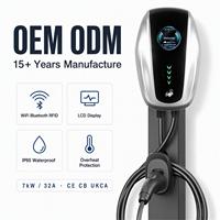 Borne de recharge murale GBT pour VE 7kW 32A, contrôle intelligent par APP, WiFi, Bluetooth, RFID, station de charge domestique AC avec écran LCD, IP65, OEM, ODM