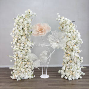 Nuevo diseño personalizado flores artificiales arco de boda arreglo de flores blancas Fondo acrílico con fondo de boda de flores - Product Image 1
