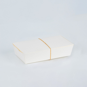 Boîte à lunch jetable à emporter blanche avec couvercle Plateau à biscuits à charnière Emballage alimentaire pour gâteau salade Composable à enrobage écologique - Product Image 1