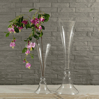 Offre Spéciale grand vase en verre transparent trompette réversible vase d'arrangement de fleurs pour morden décoration de centre de table de mariage vente en gros