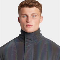 LF Custom Patch Outdoor 100% Polyester Ribbed Poignets Ourlet Hommes Casuals Iridescent Bomber Jacket