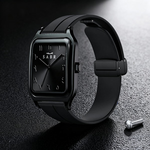 Orologio <span class=keywords><strong>da</strong></span> <span class=keywords><strong>Polso</strong></span> al Quarzo SABR per <span class=keywords><strong>Uomo</strong></span>, Design Elegante con Numeri Arabi, Cassa in Lega e Cinturino in Silicone, Stile Casual e Sportivo - Product Image 3