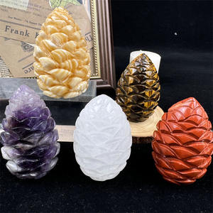 Venta al por mayor artesanía estatua piedra preciosa cuarzo transparente cristal Natural piña para decoración del hogar - Product Image 4