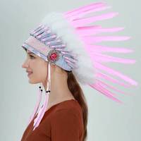 Coiffe indienne multicolore audacieuse en plumes, douce, pour cosplay, accessoire de costume théâtral, Halloween, carnaval, Noël, fête costumée